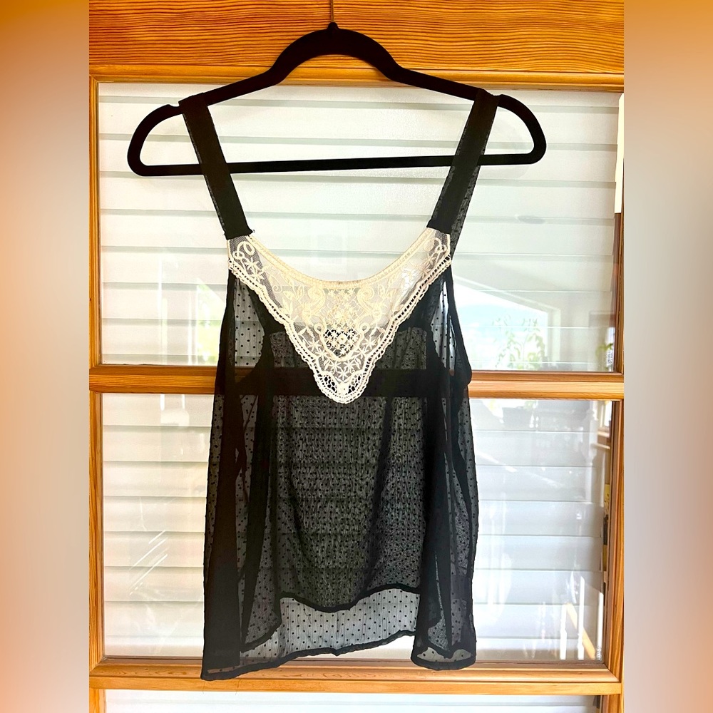 Black Chiffon Tank Top, Chloe, Size S